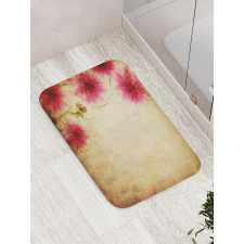 Retro Flowers Grungy Old Bath Mat