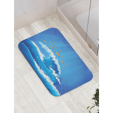 Fish and Wave in Ocean Bath Mat