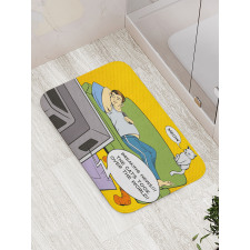 Man TV Cat Comic Book Bath Mat