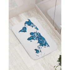 Flower Blue Tones Bath Mat
