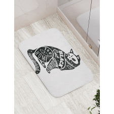 Magic Skull Cat Drawing Bath Mat