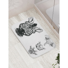 Safari Wildlife Sketch Bath Mat