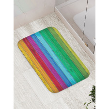 Colorful Wood Stripes Bath Mat