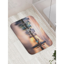 Downtown City Skyline Bath Mat