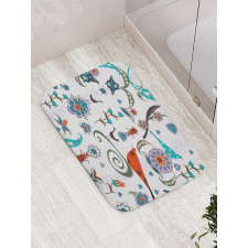 Colorful Florals Swirls Bath Mat