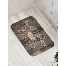 Coffee Time Grunge Back Bath Mat