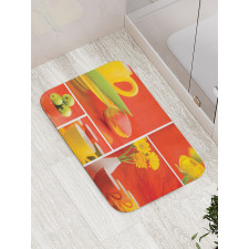 Coffee Cups Tulips Apples Bath Mat