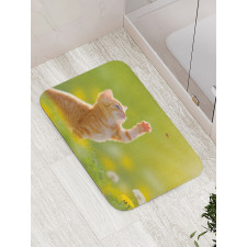 Ladybug Cats Dandelions Bath Mat