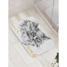 Hand Drawn Cat Bath Mat