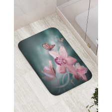 Orchid Flower Butterfly Bath Mat