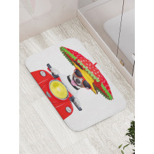 Dog Driving a Motorcycle Bath Mat