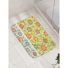 Circles Leaves Abstact Bath Mat