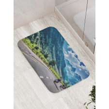 Motorcyclist on Road Bath Mat