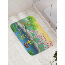 Duck and Frog in a Lake Bath Mat