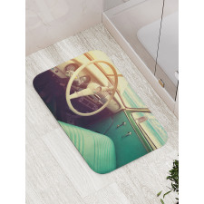 Vintage Car at the Seaside Bath Mat