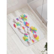 Colored Blooming Flowers Bath Mat