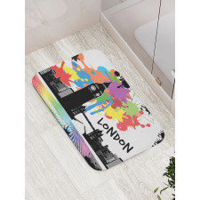 Colorful London City View Bath Mat