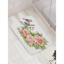 Wild Exotic Birds Roses Bath Mat