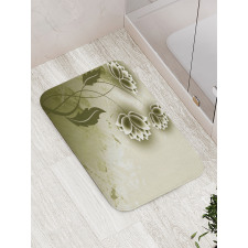 Grey Flowers Ivy Leaf Bath Mat