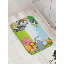 Kids Safari Animals Bath Mat