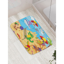 Cartoon Animals on Beach Bath Mat