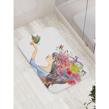 Long Haired Woman Bath Mat