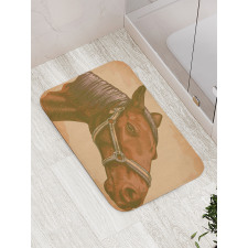 Engraving Horse Head Bath Mat