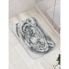 Grey Lion Head Bath Mat