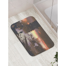 Sci-Fi Empty City Robot Bath Mat