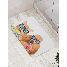 Cat Dog with Ice Cream Bath Mat