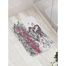 Woman on a Poppy Field Bath Mat