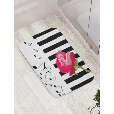 Red Rose on the Piano Bath Mat