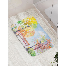 Autumn Park Tree Lantern Bath Mat