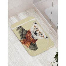 Hipster Bear Glasses Bath Mat