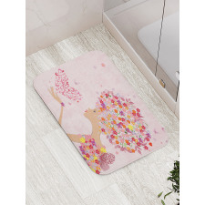 Flowers Girl Butterflies Bath Mat