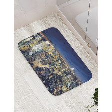 Modern Cityscape at Night Bath Mat