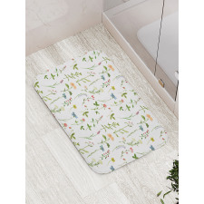 Herb Flowers Watercolors Bath Mat