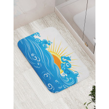 Curved Ocean Waves Sun Bath Mat