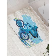 Bicyclist Color Splashes Bath Mat