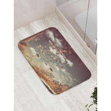 UFOs in Cloudy Sky Bath Mat