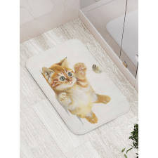 Cat Playing with Feather Bath Mat