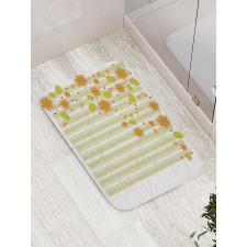 Retro Swirled Flowers Bath Mat