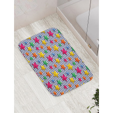 3D Stars Wavy Stripes Bath Mat