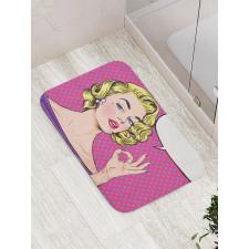 Pop Art Woman OK Sign Bath Mat