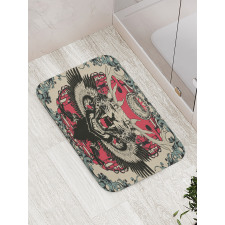 Leopard Head Horns Wings Bath Mat