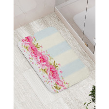 Pink Peony Border Tile Bath Mat