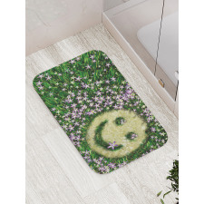 Smiley Emoticon on Grass Bath Mat