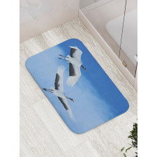 Red Crowned Cranes Japan Bath Mat