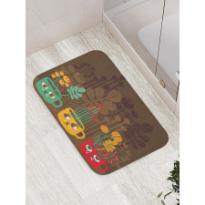 Plants in Cups Pottery Bath Mat