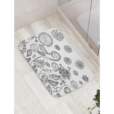 Doodle Swirled Flowers Bath Mat